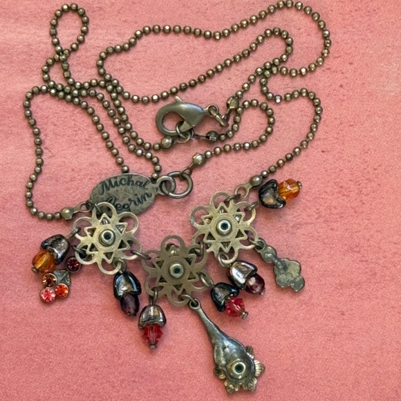VINTAGE MICHAL NEGRIN Necklace Floral Crystal Rhinestone Feminine Lightweight - Picture 4 of 7